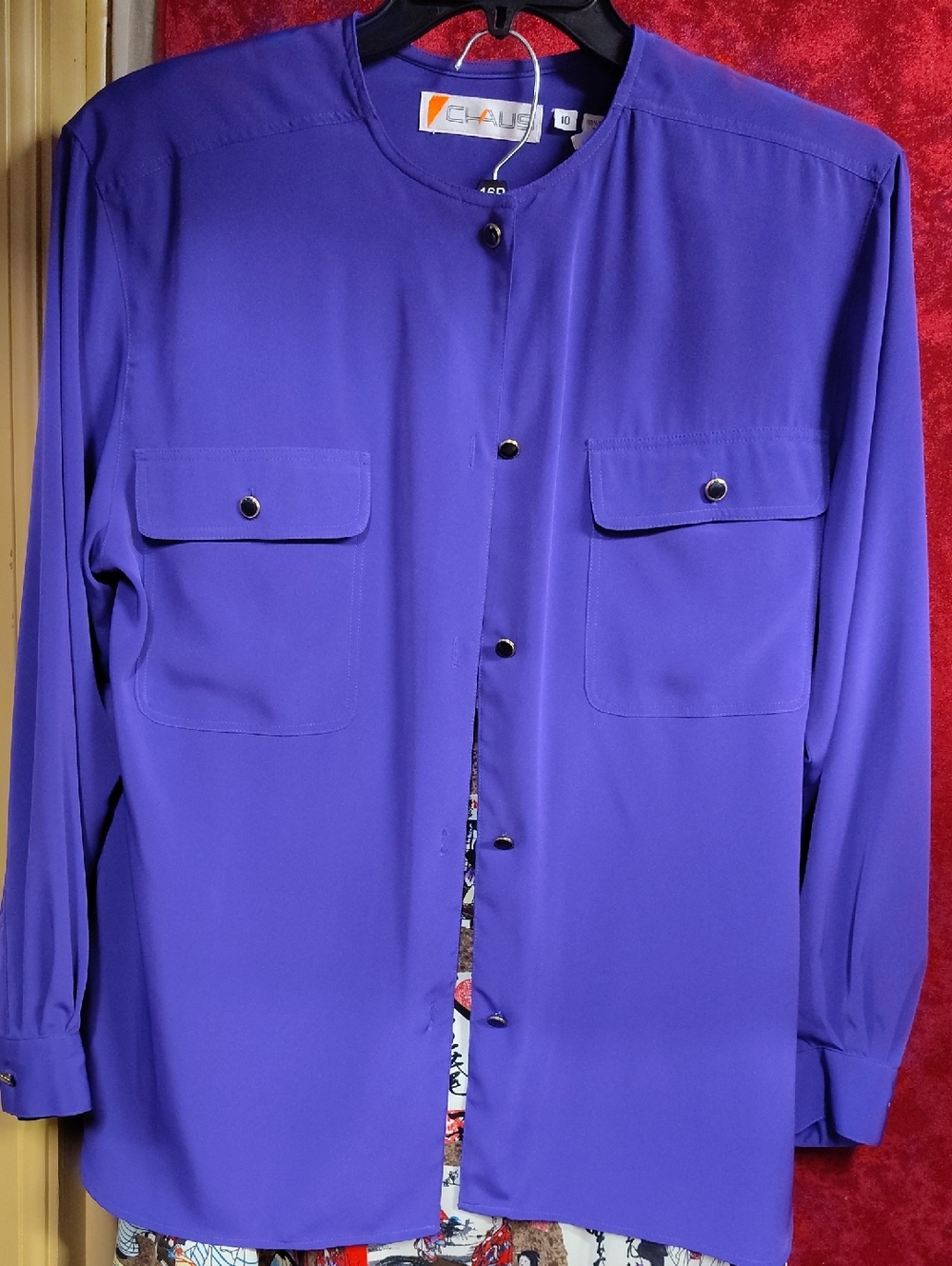 Claiborne Purple Collarless Shirt Jacket